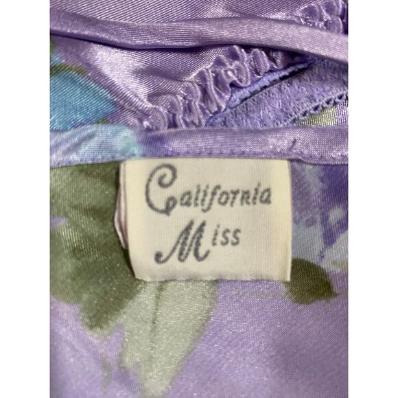 CALIFORNIA MISS Lilac Floral SATIN PJ SET LARGE - Picture 4 of 9